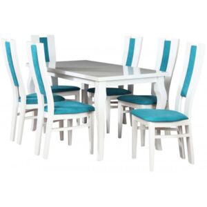 Zestaw stół z krzesłami dla 6 osób biały połysk Z041