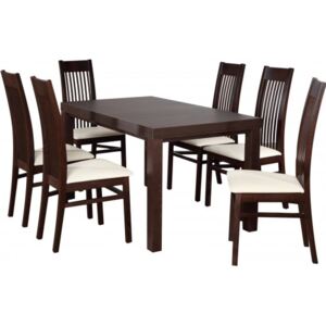 Zestaw stół z krzesłami dla 6 osób orzech ciemny Z006