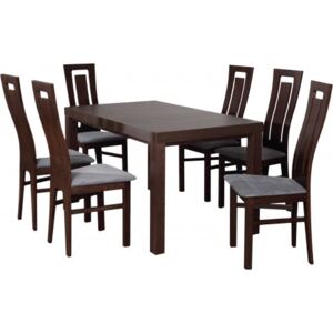 Zestaw stół z krzesłami dla 6 osób orzech ciemny Z004
