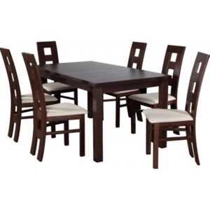 Zestaw stół z krzesłami dla 6 osób orzech ciemny Z010