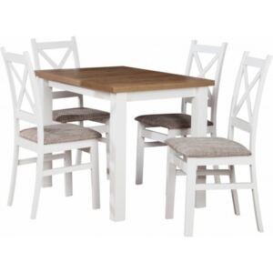 Zestaw stół z krzesłami dla 4 osób biały, dąb lefkas Z040