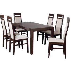 Zestaw stół z krzesłami dla 6 osób orzech ciemny Z003