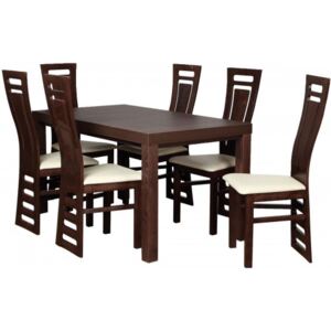 Zestaw stół z krzesłami dla 6 osób orzech ciemny Z039