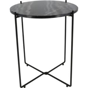 Czarny stolik z marmurowym blatem Compactor Agneta