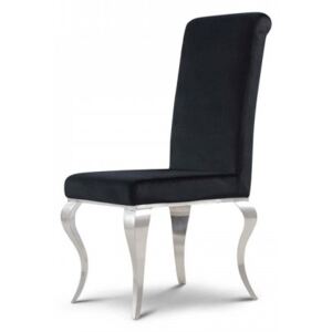 Krzesło glamour Premier Black - nowoczesne krzesło tapicerowane, stal satynowana