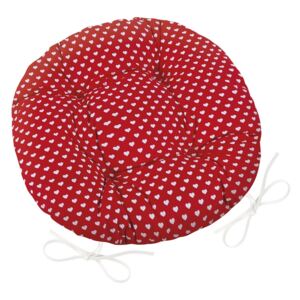 Siedzisko Adela okrągłe pikowane Serduszka czerwony, 40 cm
