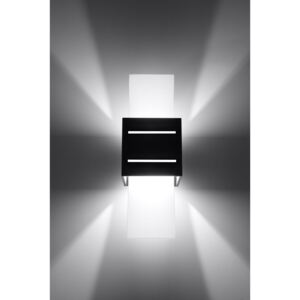 Sollux Lampa Kinkiet LORETO czarny SL.0201 Oprawa Ścienna Szkło Aluminium Minimalistyczne Oświetlenie Loft