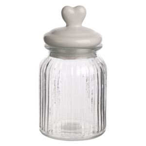 Altom Pojemnik szklany z pokrywą ceramiczną Heart, 22 cm