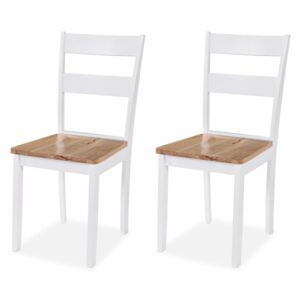 Krzesła do jadalni, 2 szt., drewno kauczukowca, białe