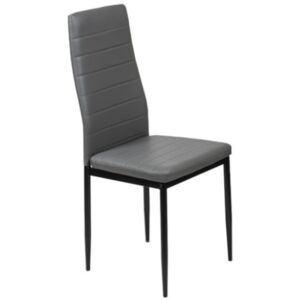 Krzesło Tapicerowane - K1 - Wzór Pasy, Ekoskóra Popiel, Nogi Czarne - 1 Szt