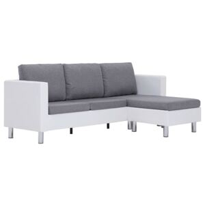 Atrakcyjna sofa Karlo 4Q z szezlongiem - biało-jasnoszara