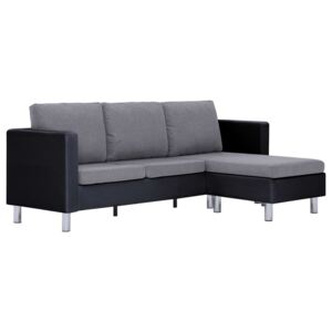 Atrakcyjna sofa Karlo 4Q z szezlongiem - czarno-jasnoszara