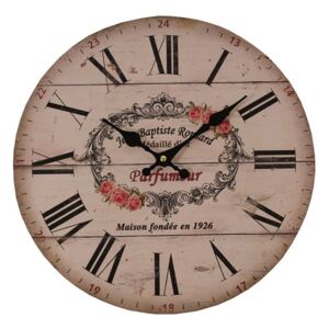 Różowy zegar Antic Line Parfumer, ⌀ 34 cm