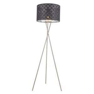 Lampa stojąca KIDAL Globo styl nowoczesny tkanina metal czarny srebrny 15228S1|30 dni na zwrot|Darmowa wysyłka od 150 zł|rabaty w koszyku