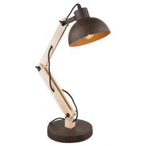 Lampa biurkowa JEFF I Globo styl rustykalny metal drewno drewniany antyczny czarny 21500