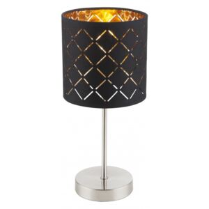 Lampka stołowa CLARKE Globo styl nowoczesny tkanina metal czarny złoty 15229T