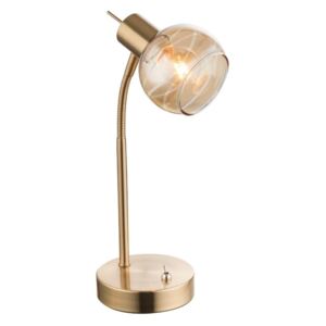 Lampa biurkowa LED LARA Globo metal szkło antyczny złoty przeźroczysty 54346-1T