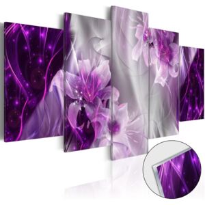 Obraz na szkle plexi: Purpurowe kwiatki, 5 elementów, 100x50 cm