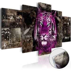 Obraz na szkle plexi: Fioletowy lew, 5 elementów, 100x50 cm