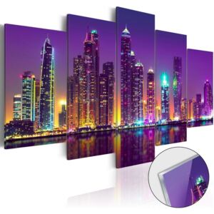 Obraz na szkle plexi: Noc fioletowa w mieście, 5 elementów, 100x50 cm