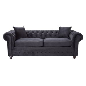 Sofa DEKORIA Chesterfield Velvet Onyx, 218×96×78 cm