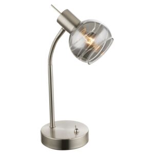 Lampa biurkowa LED ROMAN Globo metal szkło nikiel przeźroczysty 54348-1T|30 dni na zwrot|Darmowa wysyłka od 150 zł|rabaty w koszyku
