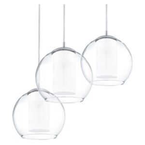 Lampa wisząca BOLSANO 3 Eglo styl nowoczesny stal nierdzewna szkło satynowane chrom biały przeźroczysty 92762