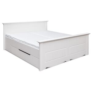 Łóżko białe z drewna Belluno Elegante z szufladą
