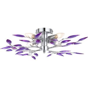 Lampa przysufitowa LIBRA IV Globo styl nowoczesny secesyjny metal chrom akryl srebrny purpurowy fioletowy 63165-4