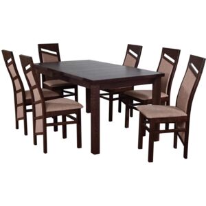 Zestaw stół z krzesłami dla 6 osób orzech ciemny Z011