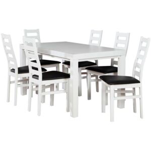 Zestaw stół z krzesłami dla 6 osób biały mat Z042