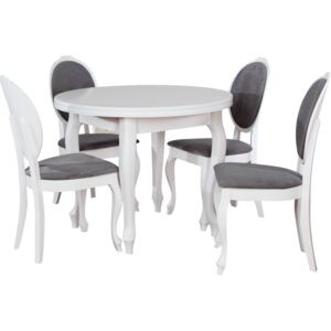 Zestaw okrągły stół z krzesłami dla 4 osób biały mat Z002