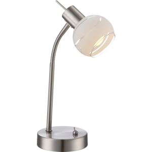 Lampa biurkowa LED ELLIOTT Globo styl nowoczesny nikiel szkło chrom srebrny biały 54341-1T|30 dni na zwrot|Darmowa wysyłka od 150 zł|rabaty w koszyku