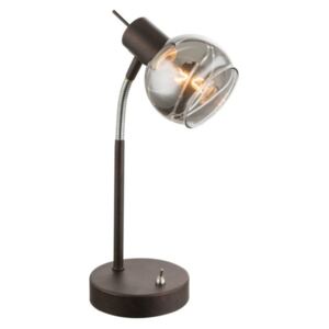 Lampa biurkowa LED ISLA Globo metal szkło antyczny brązowy przeźroczysty 54347-1T|30 dni na zwrot|Darmowa wysyłka od 150 zł|rabaty w koszyku