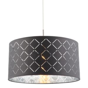 Lampa wisząca KIDAL Globo styl nowoczesny tkanina metal czarny srebrny 15228H