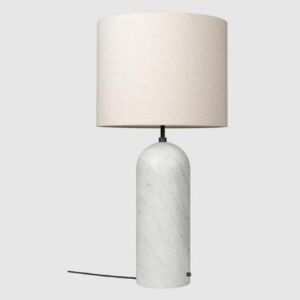 GUBI lampa podłogowa GRAVITY XL NISKA biały marmur/naturalne płótno