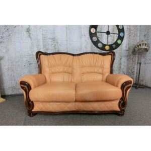 (2864) Luksusowa skórzana sofa BRIGITTE beżowa
