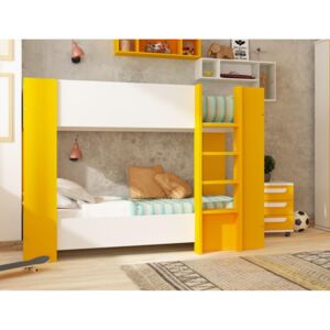 Łóżko piętrowe dla dwójki dzieci Bo11 - białe, żółte