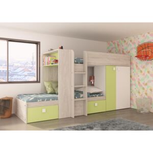 Łóżko piętrowe dla dwójki dzieci Bo1 90x200 – jasnozielone