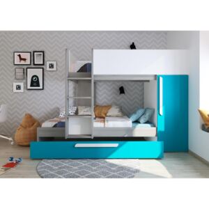Łóżko piętrowe dla trojga dzieci Bo7 - carribean blue