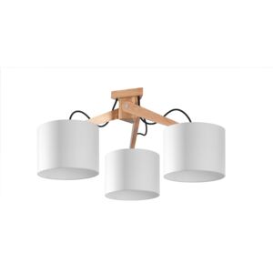 SOLLUX Designerska Lampa Sufitowa LEGNO 3 Biały Abażur Naturalne Drewno