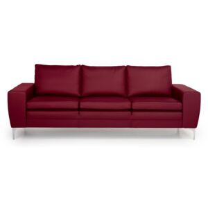 Czerwona 3-osobowa sofa skórzana Softnord Twigo