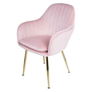 Foho krzesło tapicerowane jasnoróżowe - złote nogi