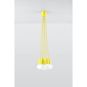 SOLLUX Nowy Design Zwis Lampa Wisząca DIEGO 5 Żółta Oświetlenie Pięć Żarówek LED