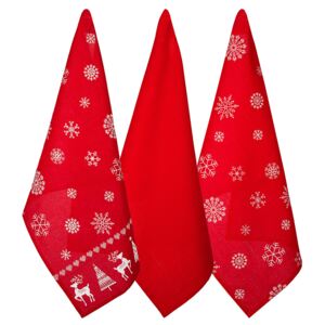 Zestaw ścierek świątecznych - czerwony/biały - Rozmiar 3x 50x70cm