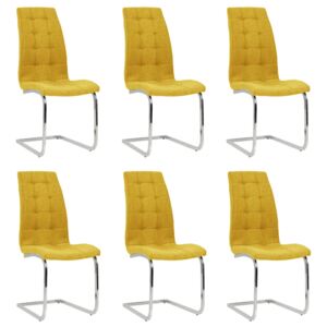 Wspornikowe krzesła stołowe, 6 szt., żółte, obite tkaniną