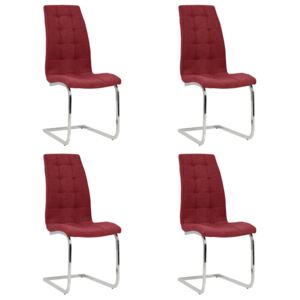 Wspornikowe krzesła stołowe, 4 szt., czerwień winna, tkanina