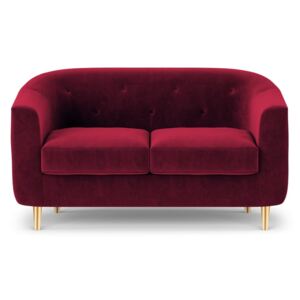 Czerwona aksamitna sofa Kooko Home Corde, 125 cm