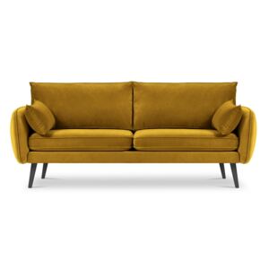 Żółta aksamitna sofa Kooko Home Lento, 198 cm