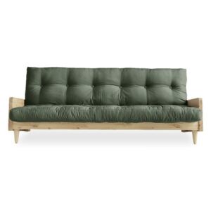 Sofa rozkładana z zielonym obiciem Karup Design Indie Natural/Olive Green